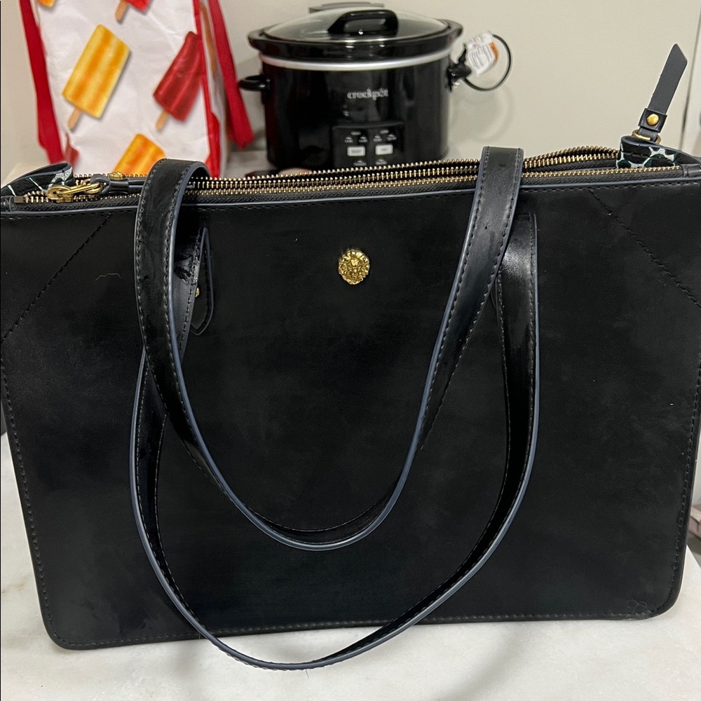 Elegant Black Leather Tote Bag
